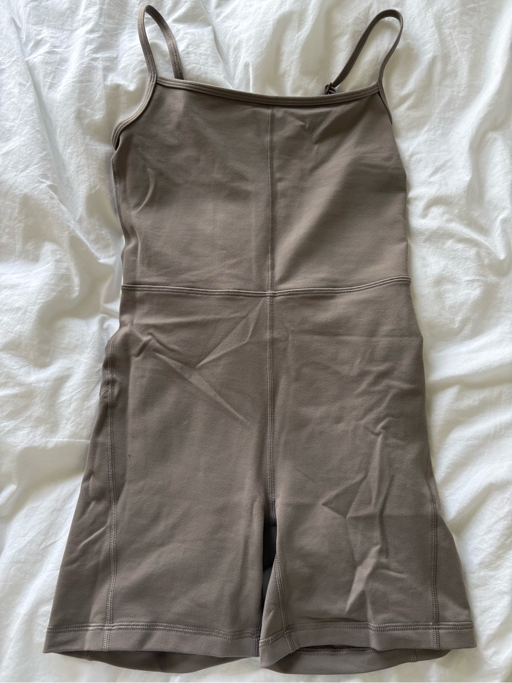 Aritzia Divinity Taupe 5” Romper